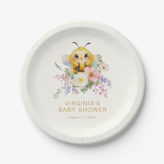 Bee Baby Shower Pappteller (Vorderseite)