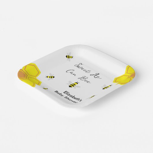 Bee Baby Shower Pappteller (Gewinkelt)
