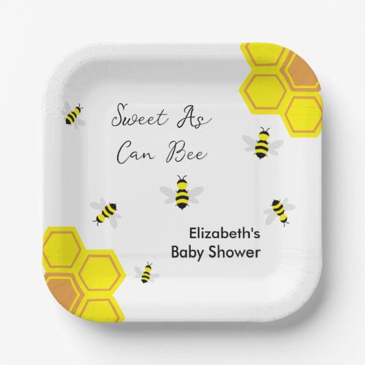 Bee Baby Shower Pappteller (Vorderseite)