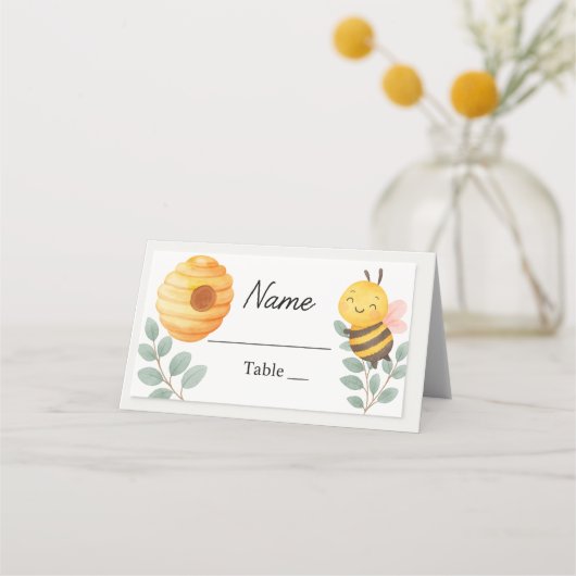 Bee Baby Shower Place Card  Platzkarte (Vorderseite)