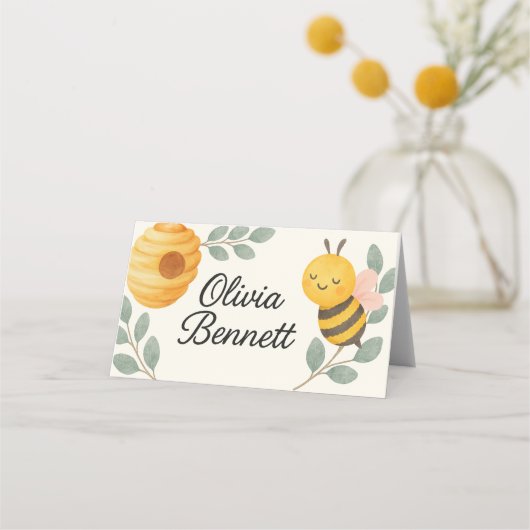 Bee Baby Shower Place Card Platzkarte (Vorderseite)
