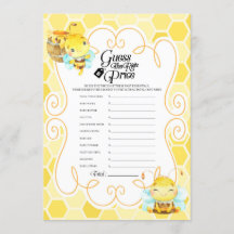 Bee Baby Shower Price Game