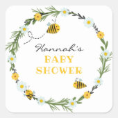 Bee Baby Shower Quadratischer Aufkleber (Vorderseite)