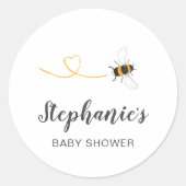 Bee Baby Shower Runder Aufkleber (Vorderseite)