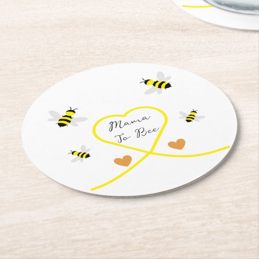 Bee Baby Shower Runder Pappuntersetzer (Angewinkelt)