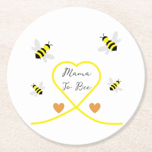 Bee Baby Shower Runder Pappuntersetzer (Vorderseite)