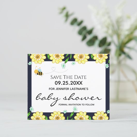 Bee Baby Shower Save the Date (Stehend Vorderseite)