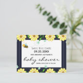 Bee Baby Shower Save the Date Postkarte (Stehend Vorderseite)