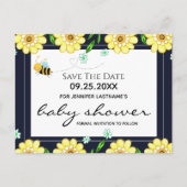 Bee Baby Shower Save the Date Postkarte (Vorderseite)