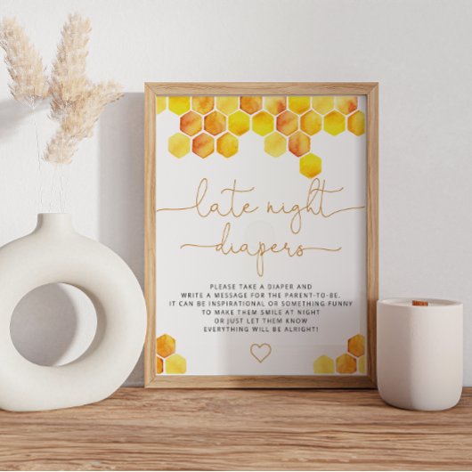 Bee Baby Shower Spate Night Diapers Game. Poster