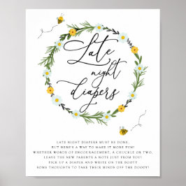 Bee Baby Shower Spate Night Diapers Game. Poster