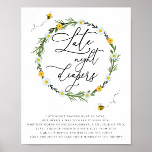 Bee Baby Shower Spate Night Diapers Game. Poster