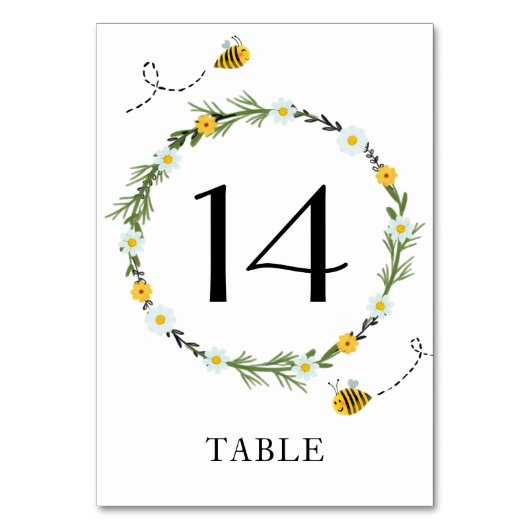 Bee Baby Shower Tischnummer (Vorderseite)