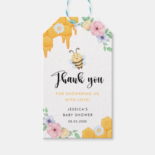 Bee Baby Shower Vielen Dank Geschenkanhänger (Vorderseite)