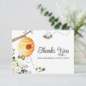 Bee Baby Shower Vielen Dank Karte (Stehend Vorderseite)