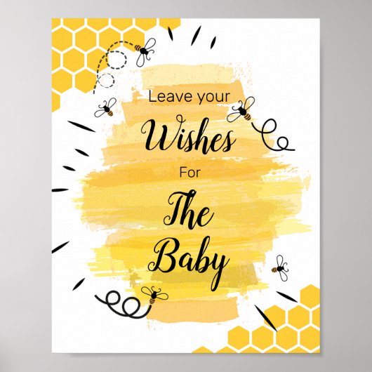 Bee Baby Shower wünscht sich Baby-Signatur Poster (Vorne)