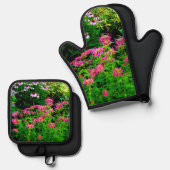 Bee Balm Ofenhandschuh & Topflappen-Set (Vorderseite/Rückseite)