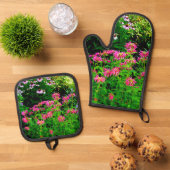 Bee Balm Ofenhandschuh & Topflappen-Set (Oben Unten)