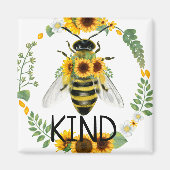 Bee Be freundlich bemalt Sonnenblumen Kindness Mag Magnet (Vorne)