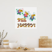bee be happy three cute bumble bees poster (Küche)
