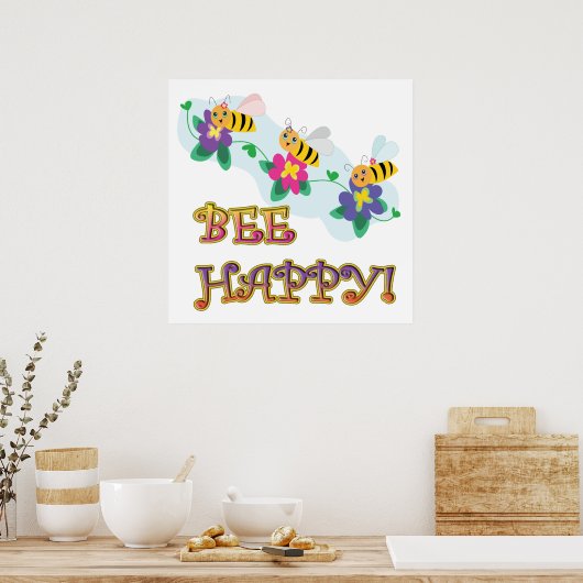 bee be happy three cute bumble bees poster (Küche)