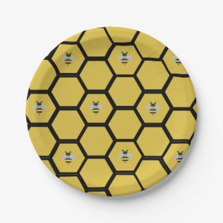 Bee Beehive Yellow Paper Plate Pappteller