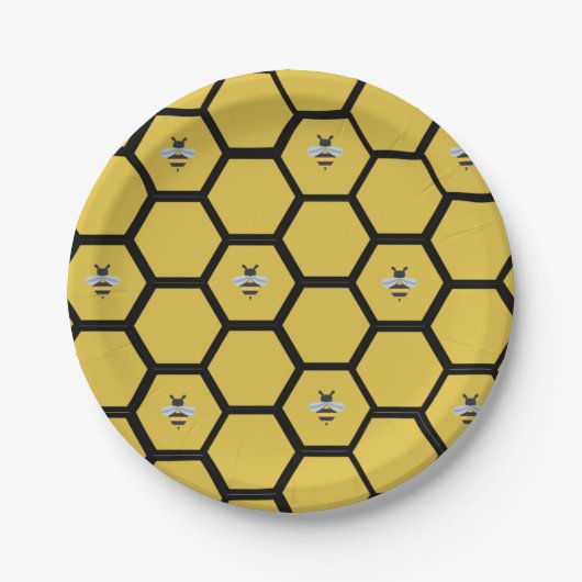 Bee Beehive Yellow Paper Plate Pappteller (Vorderseite)