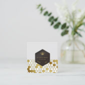 Bee BeeKeeper Honey Apiarist Gold Black Quadratische Visitenkarte (Stehend Vorderseite)
