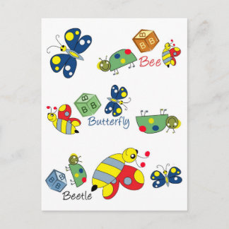 Bee Beetle Butterfly.jpg Postkarte