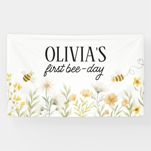 Bee Birthday Backdrop Beeday Banner (Horizontal)