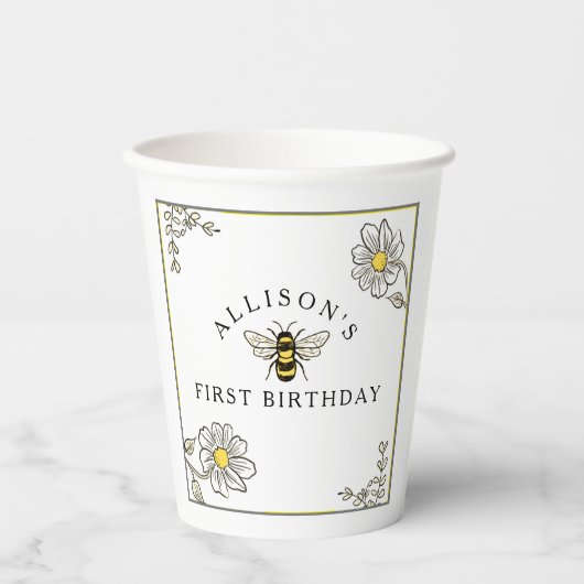 Bee Birthday Bumble Bee PartyPaper Cups Pappbecher (Vorderseite)