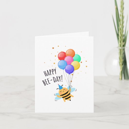 Bee Birthday Card - "Happy Bee-Day!" Karte (Vorderseite)