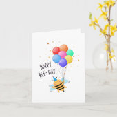 Bee Birthday Card - "Happy Bee-Day!" Karte (Gelbe Blume)