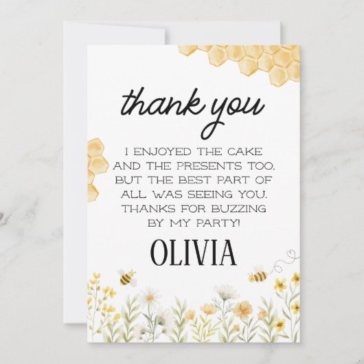 Bee Birthday Dankeskarte (Vorderseite)