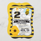 Bee Birthday Einladung (Vorne/Hinten)
