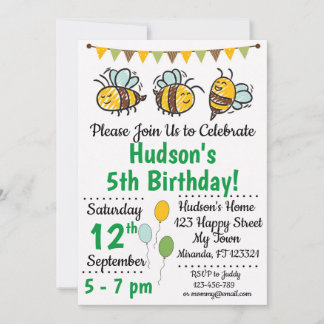 Bee Birthday Einladung