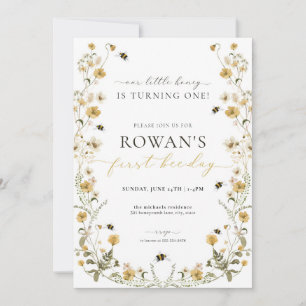 Bee Birthday Einladung 1. Bee Day Einladung