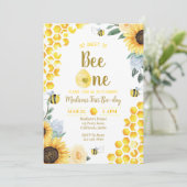 Bee Birthday Einladung erste Bee Day Einladung (Stehend Vorderseite)