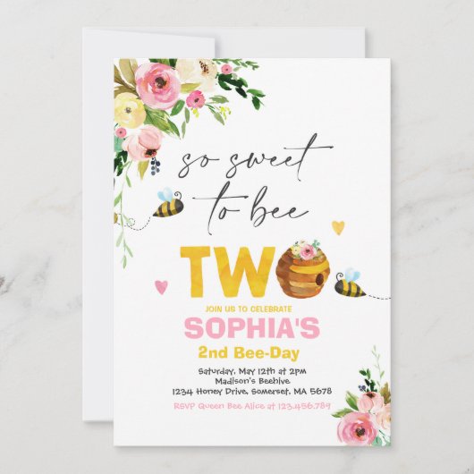 Bee Birthday Einladung Honey Bee Birthday Party (Vorderseite)