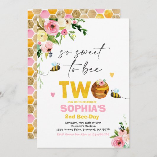 Bee Birthday Einladung Honey Bee Birthday Party (Vorne/Hinten)