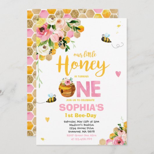 Bee Birthday Einladung Honey Bee Birthday Party (Vorne/Hinten)