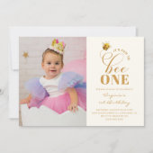 Bee Birthday Foto Einladung (Vorderseite)