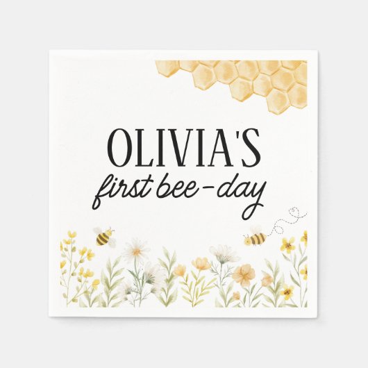 Bee Birthday Napkins Serviette (Vorderseite)