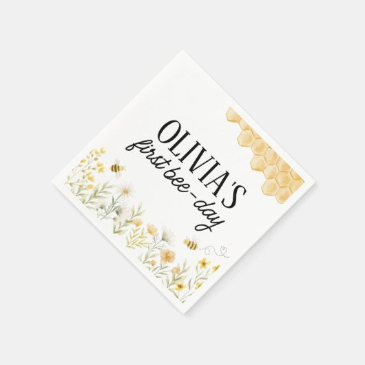 Bee Birthday Napkins Serviette (Ecke)