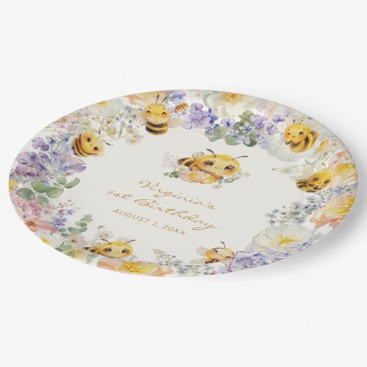 Bee Birthday Paper Tellers Pappteller (Schrägansicht)