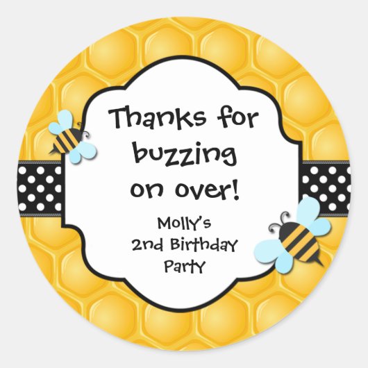 Bee Birthday Party Fevor Stickers (Vorderseite)