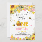 Bee Birthday Sunflower Honey Bee Birthday Party Einladung (Vorderseite)