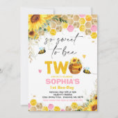 Bee Birthday Sunflower Honey Bee Birthday Party Einladung (Vorderseite)