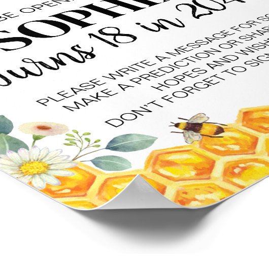 Bee Birthday Time Kapselzeichen Poster (Ecke)