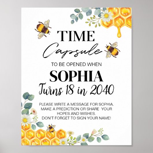 Bee Birthday Time Kapselzeichen Poster (Vorne)